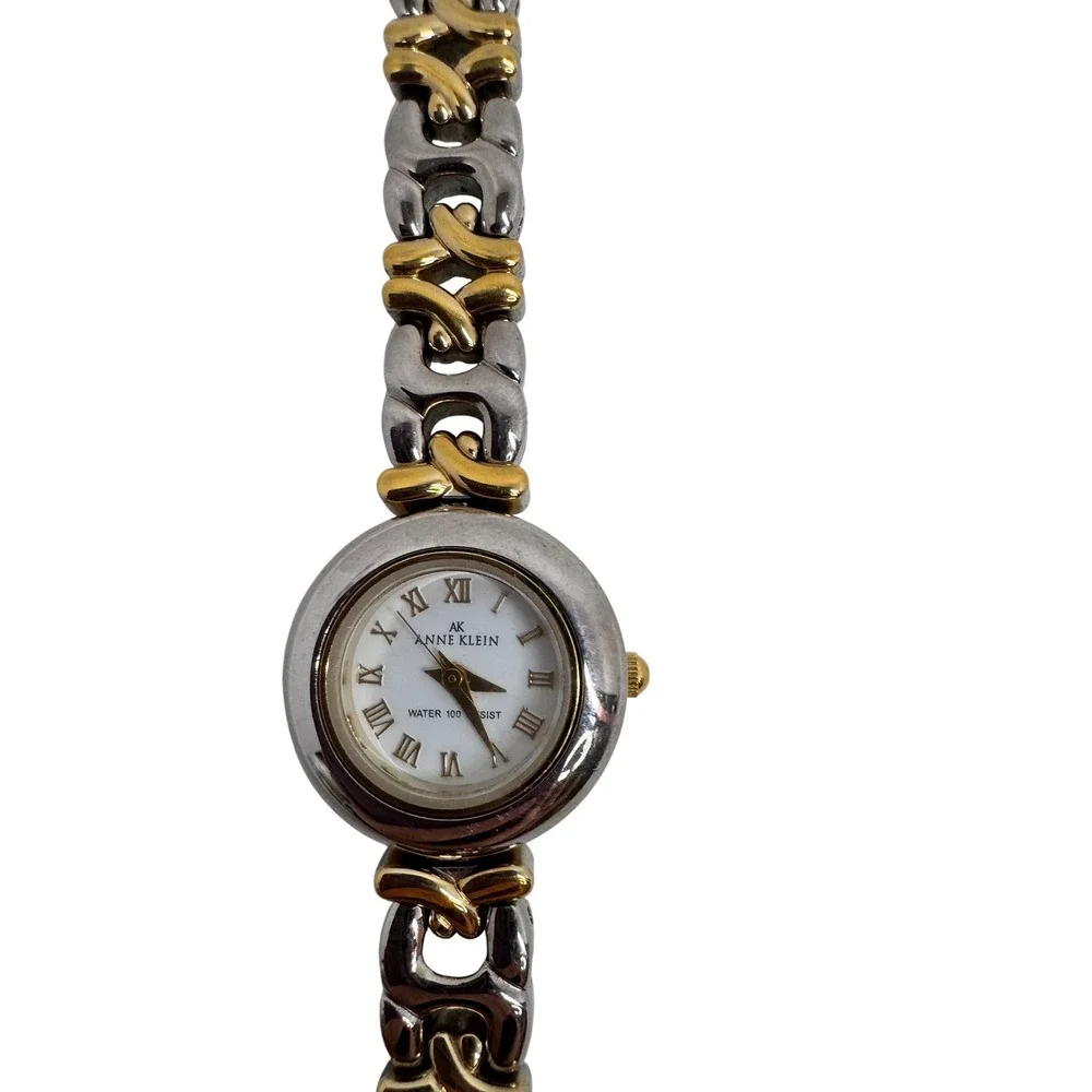 Anne Klein VinTwo Tone Chain Link Women's Watch Roman‎ Numeral White Vintage